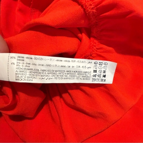 ZARA Sz L Viscose Linen Blend Tiered V-Neck Flowy Feminine Fresh Maxi Dress NEW - Picture 10 of 10